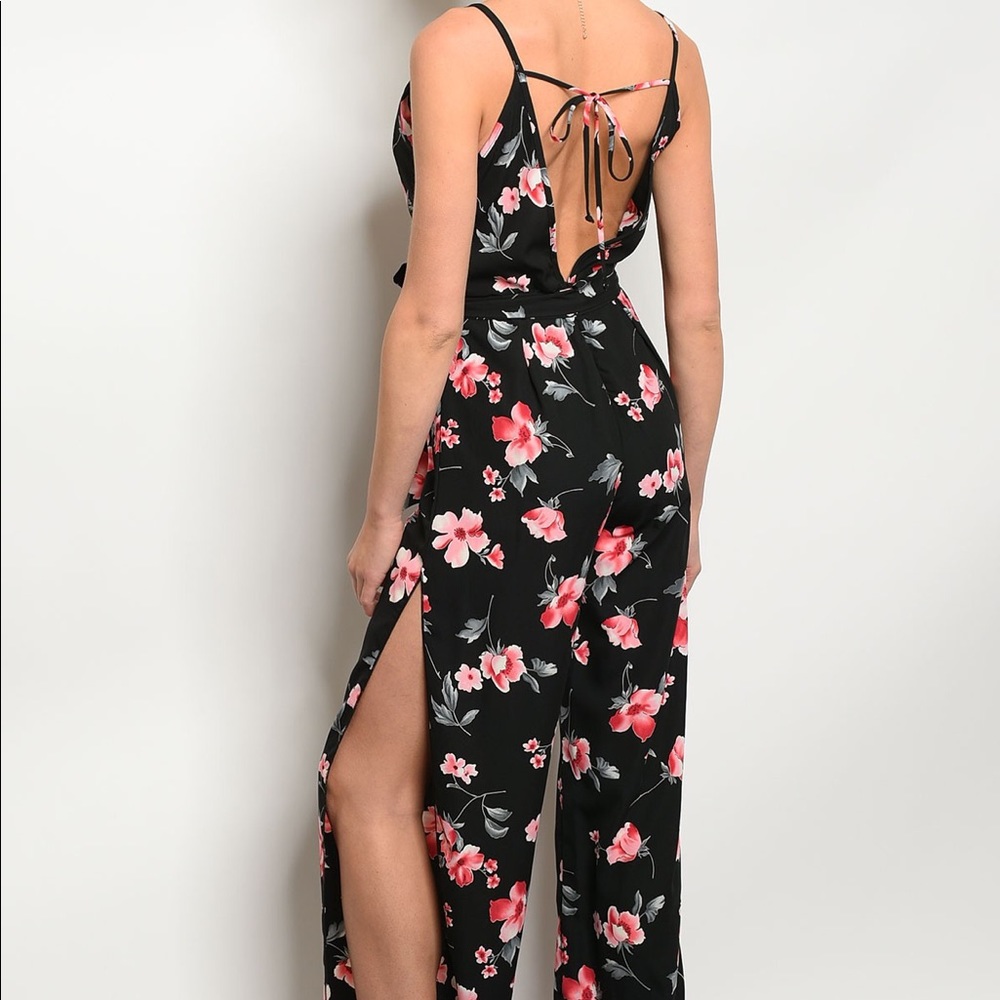LAST ONE! Black Floral Jumpsuit - Picture 5 of 5